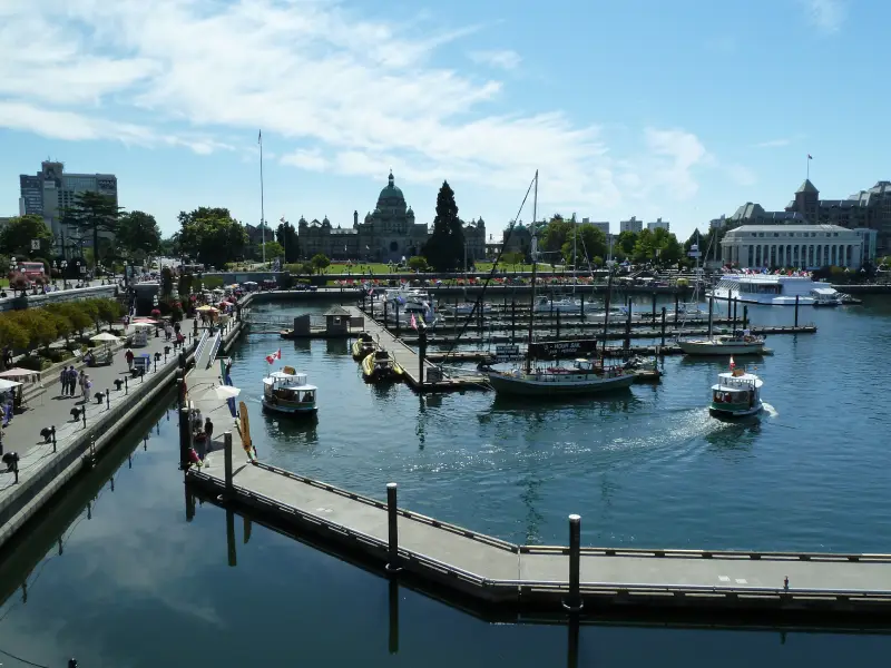 Victoria inner harbour with heritage buildings and yachts
